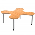 Kleeblatt 4er Tisch, 139x139 cm (B/T), Höhe wählbar,fahrbar, 